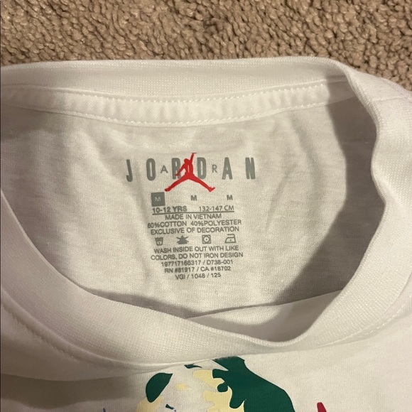 Jordan Kids' White Tee with Colorful Basketball Graphic - Picture 3 of 5